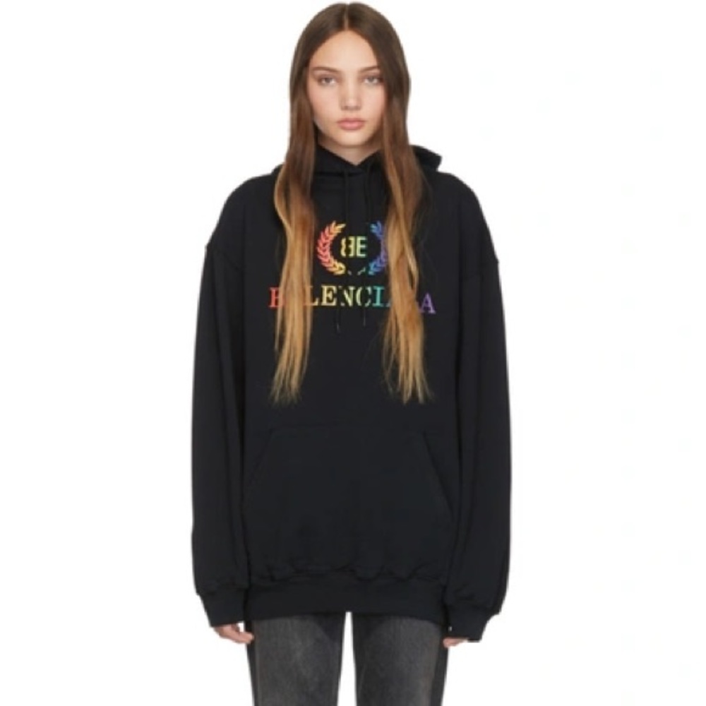 AUTHENTIC LAURIER OVERSIZED EMBROIDERED COTTON-JERSEY HOODIE IN BLACK